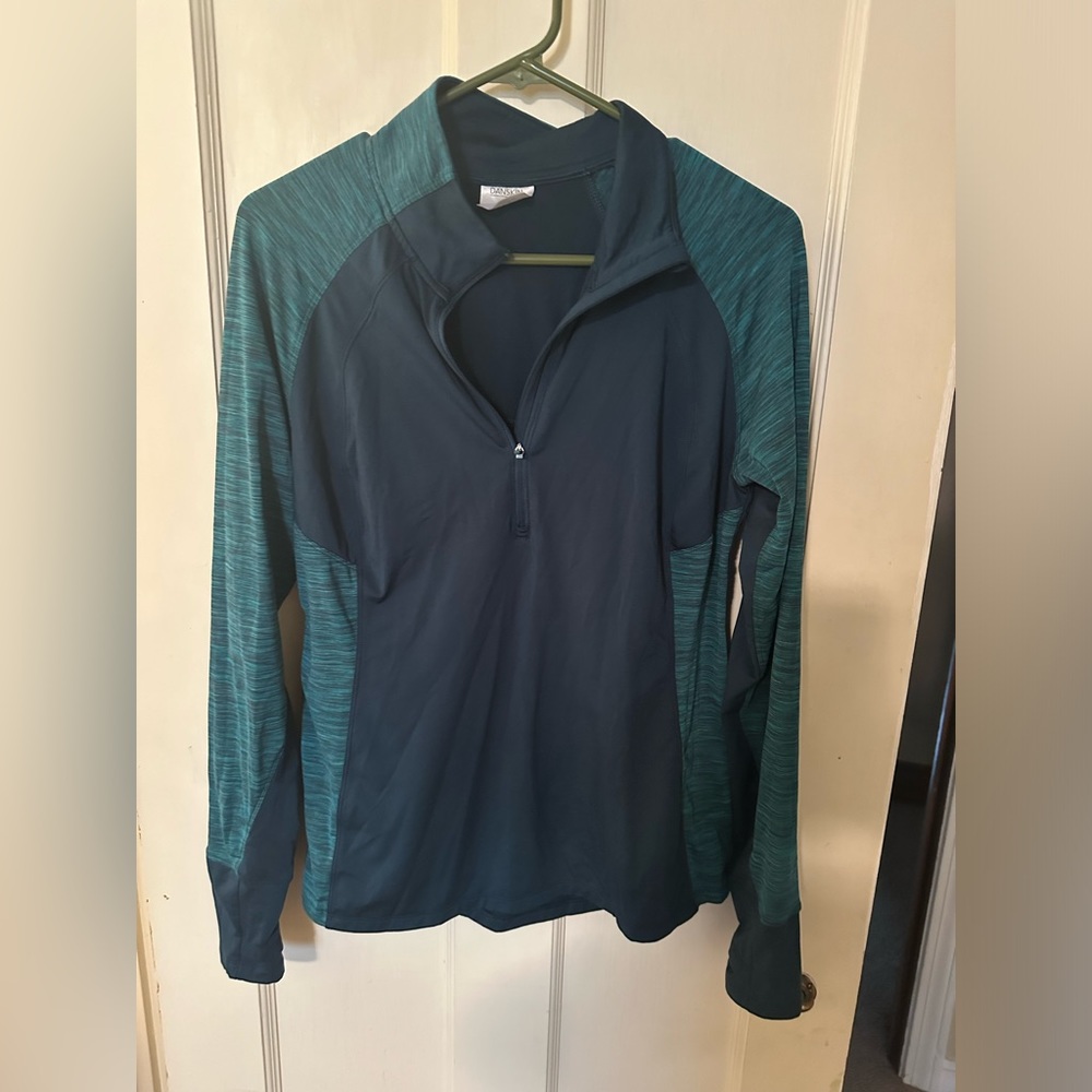 Danskin green three quarter zip dry fit pullover